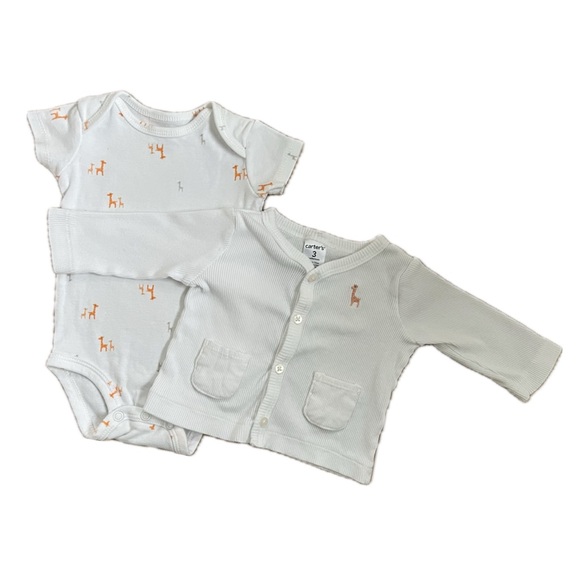 Carter's Other - Carter's White Giraffe Print Bodysuit & Cardigan Set Size 3 Months